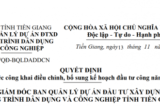 Quyết định về việc công khai điều chỉnh, bổ sung kế hoạch đầu tư công năm 2023
